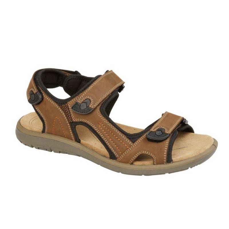 Sportsandalen, Dreifachriemen, Leder Herren Braun 42 von Roamers