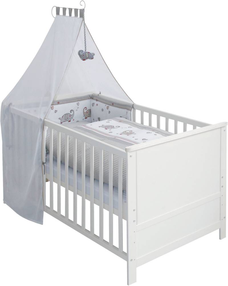 roba® Komplettbett »Jumbo twins grau, 70x140 cm«, (6 tlg.), inklusive Kinderbettausstattung, zum Juniorbett umbaubar von Roba®