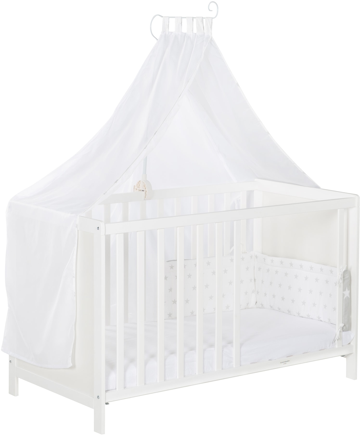 roba® Babybett »Multifunktionsbett mit Beistellfunktion«, (8 tlg.), Lattenrost, Matratze, Nestchen, Bettverkleinerer, Himmel, Himmelstange von Roba®