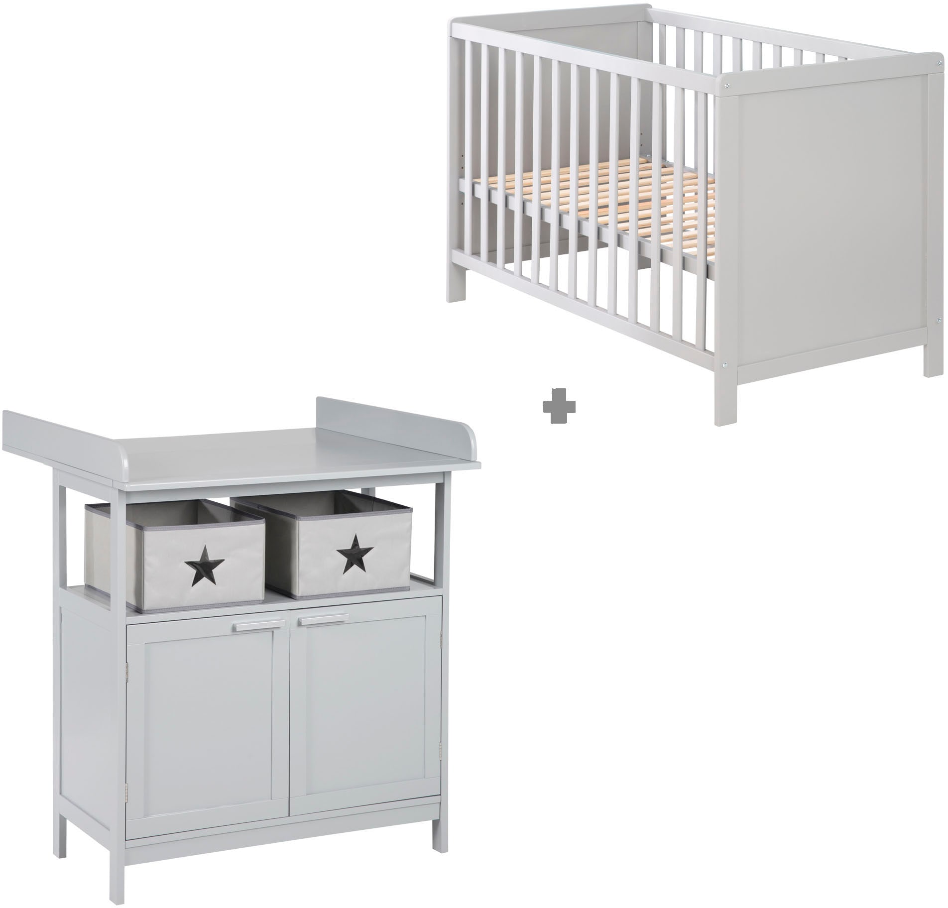 roba® Babymöbel-Set »Hamburg«, (Spar-Set, 2 tlg., Kinderbett, Wickelkommode), mit Kinderbett und Wickelkommode mit 2 Türen von Roba®