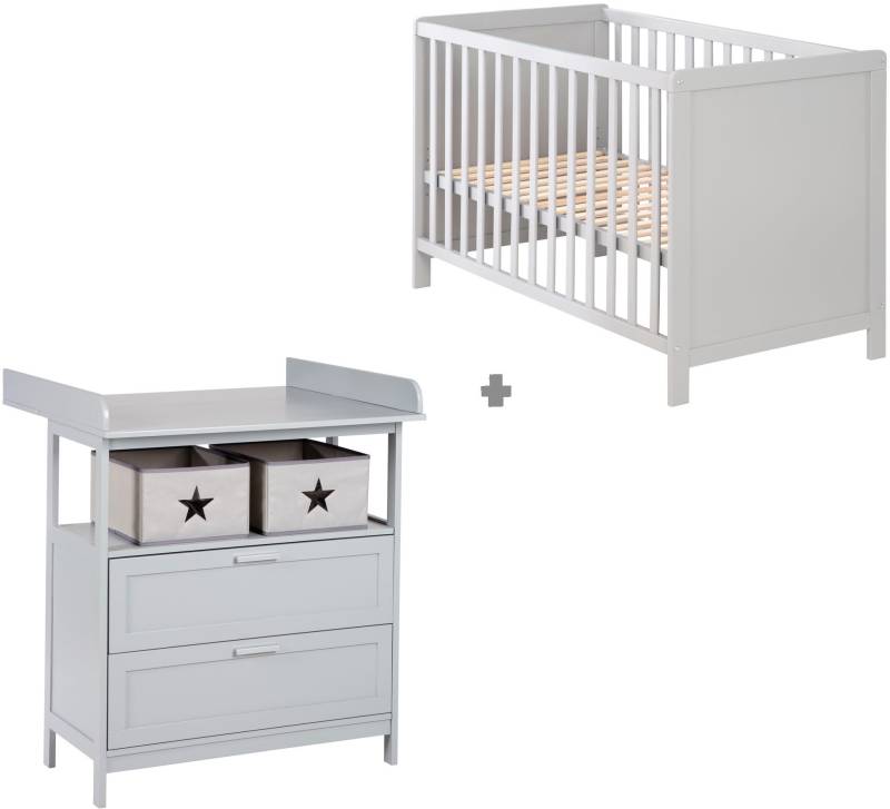 roba® Babymöbel-Set »Hamburg«, (Spar-Set, 2 tlg., Kinderbett, Wickelkommode), mit Kinderbett und Wickelkommode mit 2 Schubladen von Roba®