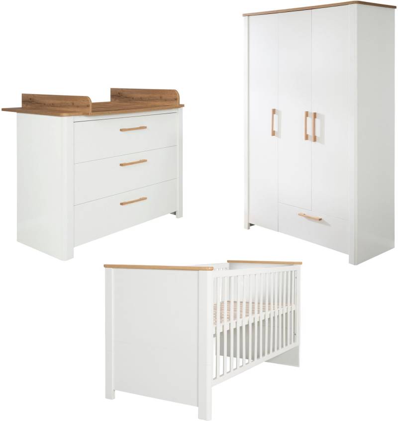 roba® Babyzimmer-Komplettset »Ava«, (Set, 3 tlg., Kinderbett, Wickelkommode, Kleiderschrank), mit Kinderbett, Wickelkommode und Kleiderschrank; Made in Europe von Roba®