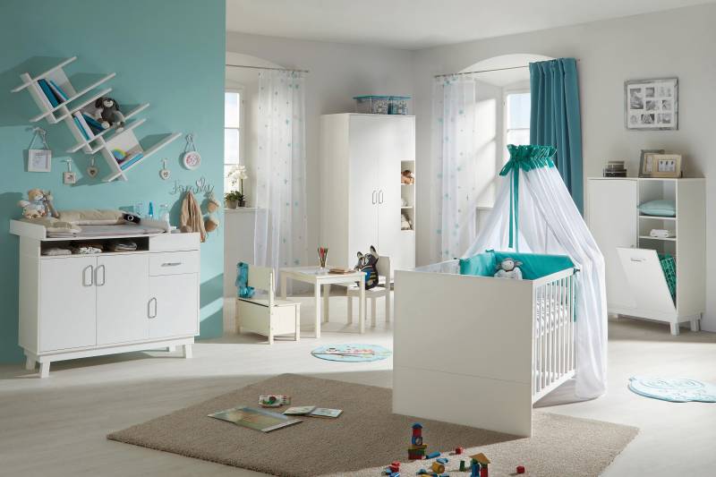 roba® Babyzimmer-Komplettset »Nordic, weiss«, (Set, 3 tlg., Kinderbett, Wickelkommode, Kleiderschrank), Kinderbett, Wickelkommode und 2-trg. Kleiderschrank; Made in Europe von Roba®