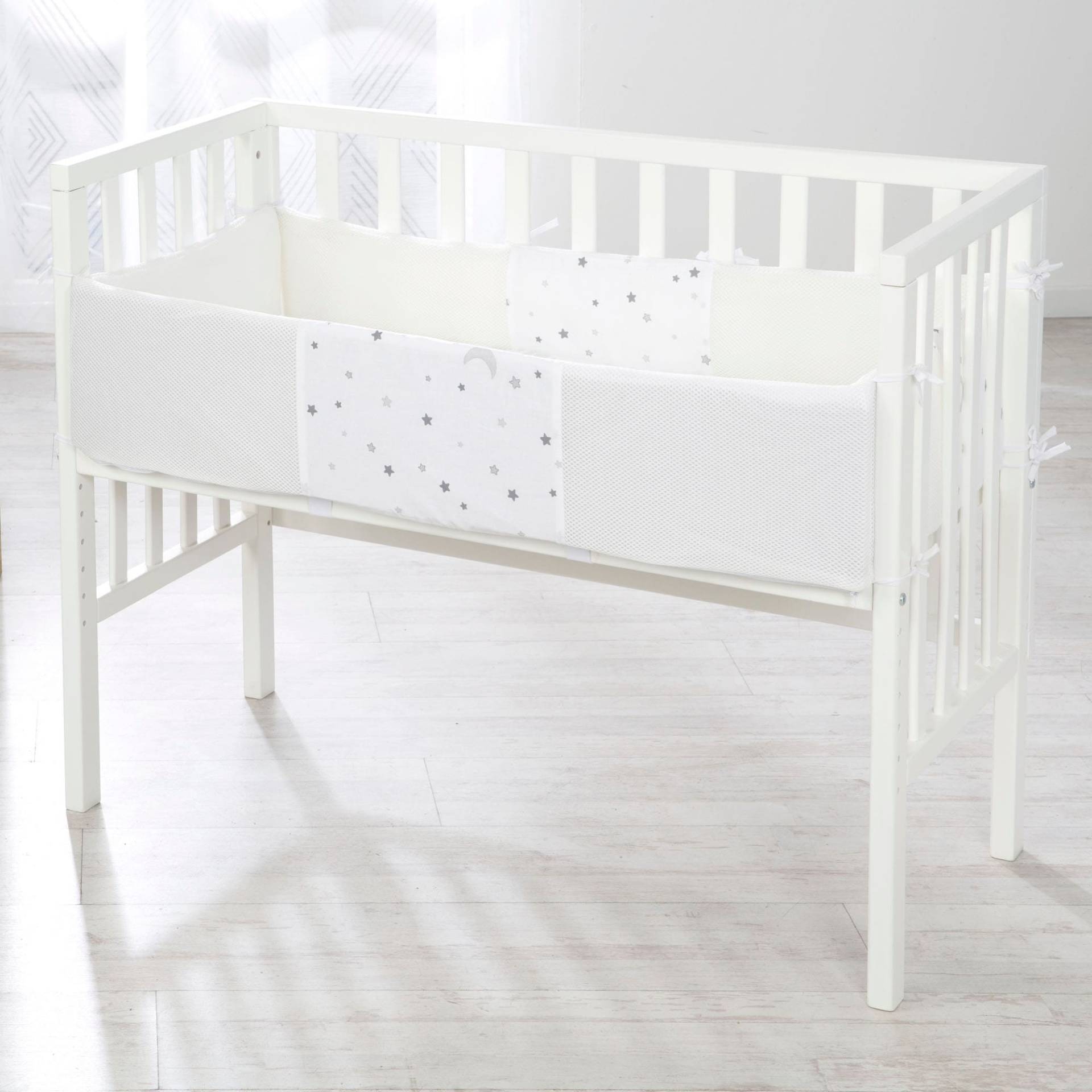 roba® Beistellbett »Safe Asleep® 2in1, weiss, Sternenzauber grau«, mit Matratze, Nestchen und Sicherheitsbarriere von Roba®