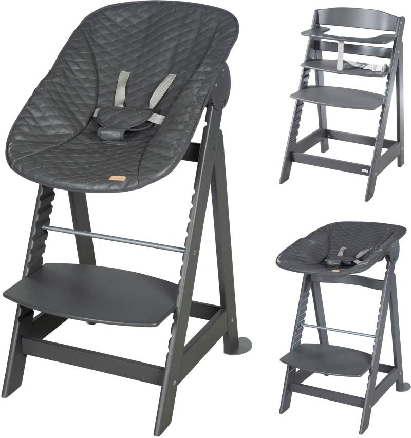 roba® Hochstuhl »Born Up, anthrazit, mit Neugeborenen-Aufsatz, graphite gesteppt«, (Set) von Roba®