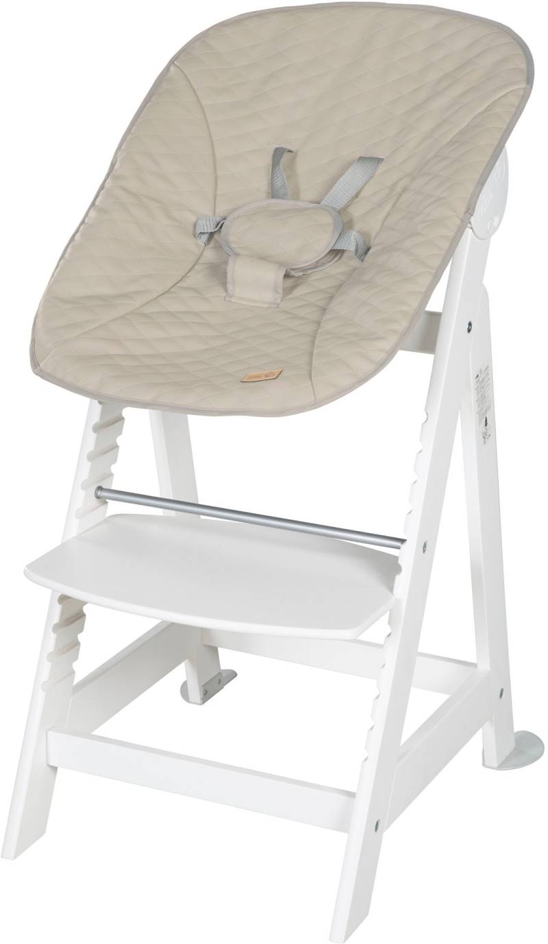 roba® Hochstuhl »Treppenhochstuhl 2-in-1 Set Born Up weiss«, mit Neugeborenen-Aufsatz, Greyish gesteppt von Roba®