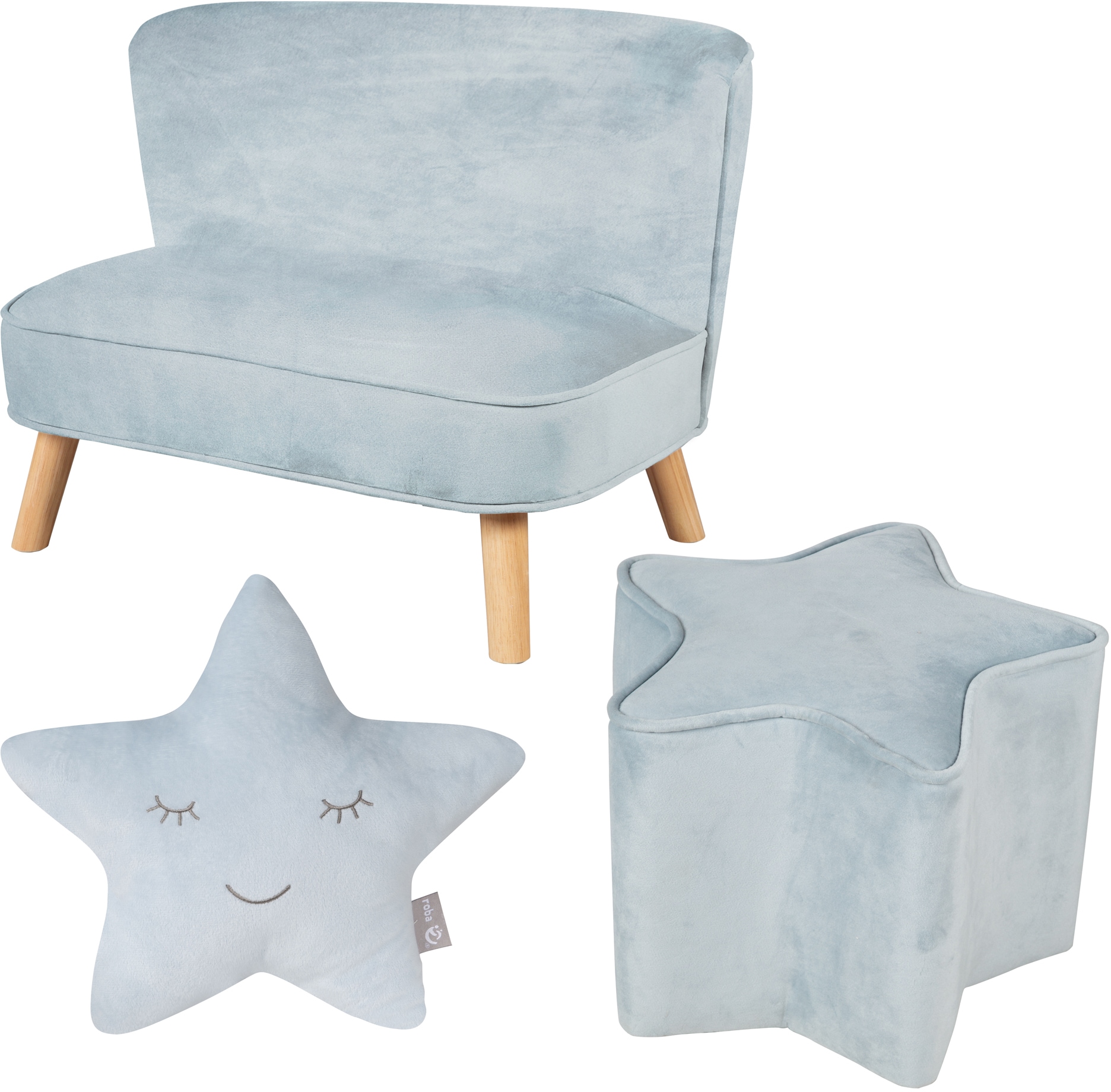 roba® Kindersitzgruppe »Lil Sofa«, (Set, 3 tlg.), bestehend aus Kindersofa, Kinderhocker und Dekokissen in Sternform von Roba®