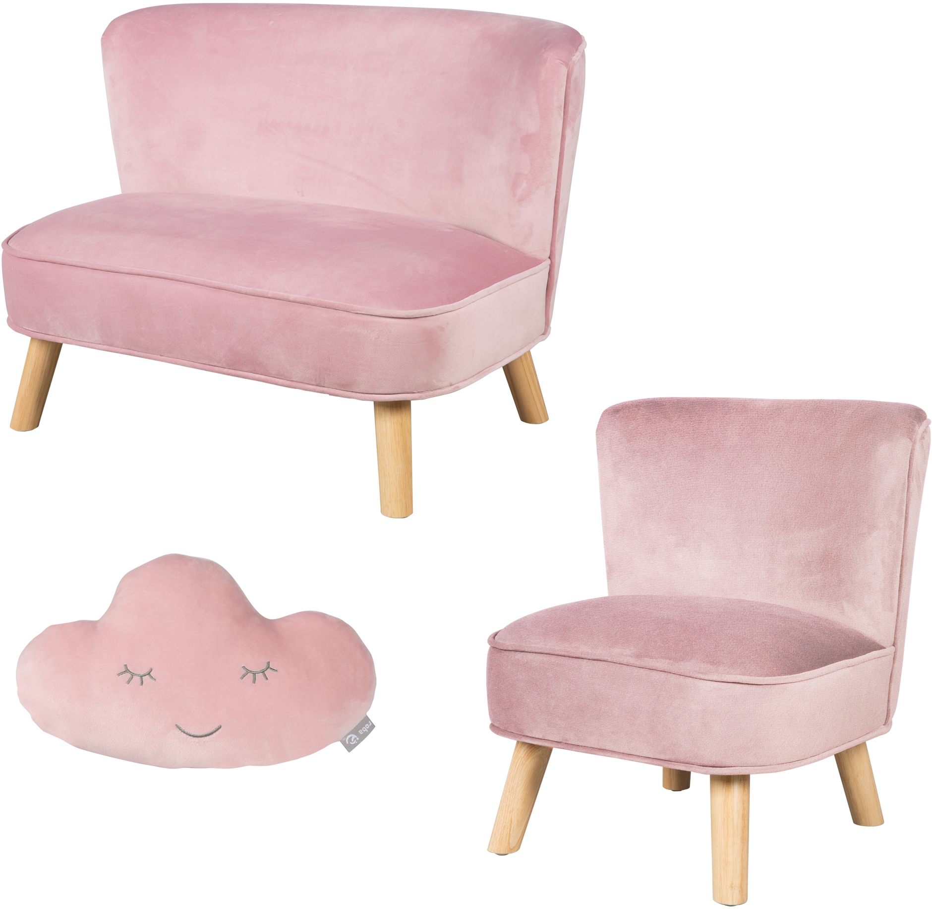 roba® Kindersitzgruppe »Lil Sofa«, (Set, 3 tlg.), bestehend aus Kindersofa, Kindersessel und Dekokissen in Wolkenform von Roba®