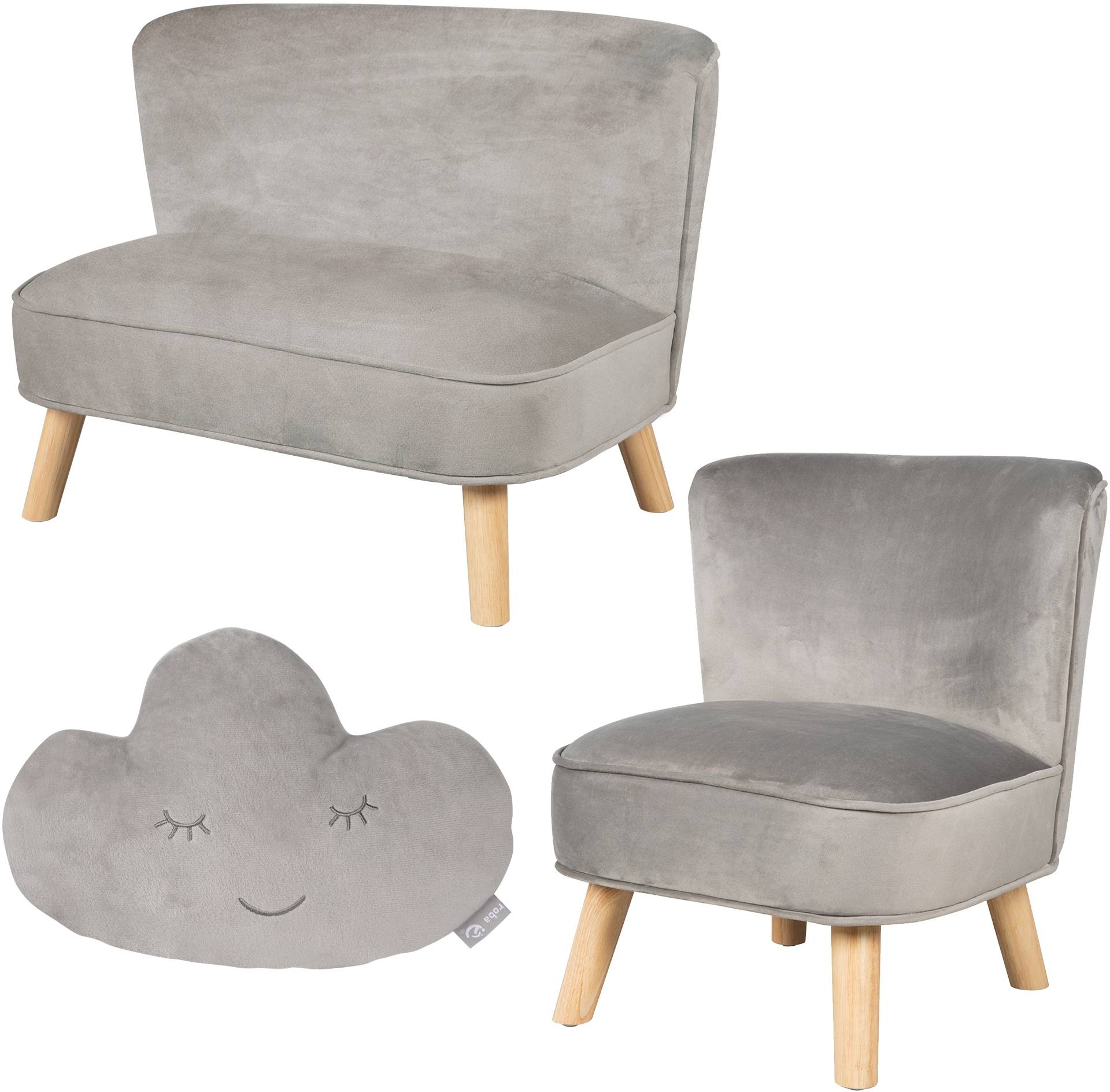 roba® Kindersitzgruppe »Lil Sofa«, (Set, 3 tlg.), bestehend aus Kindersofa, Kindersessel und Dekokissen in Wolkenform von Roba®