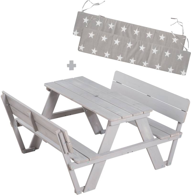 roba® Kindersitzgruppe »Picknick for 4 Outdoor +, Grau«, (Set), mit Lehne; inklusive Sitzauflagen Â»Little StarsÂ« von Roba®