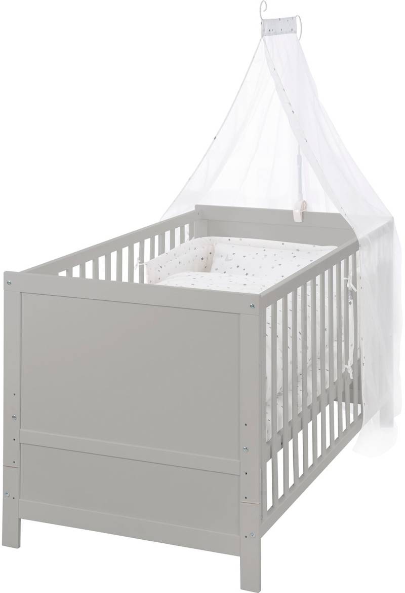 roba® Komplettbett »Sternenzauber, taupe«, (7 tlg.), inkl. Babybett, Matratze, Lattenrost, Himmelstange mit Himmel von Roba®