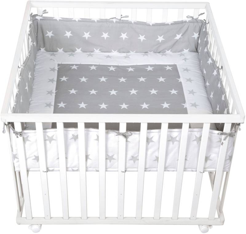 roba® Laufgitter »Little Stars, 100x100 cm, weiss«, bis 15 kg, mit Stoffeinlage und Nestchen; Rollen, höhenverstellbar von Roba®