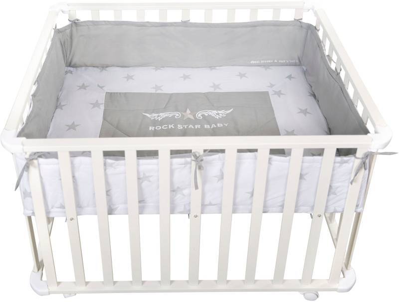 roba® Laufgitter »Rock Star Baby, weiss, 75x100 cm«, bis 15 kg, mit Stoffeinlage; Rollen, höhenverstellbar von Roba®