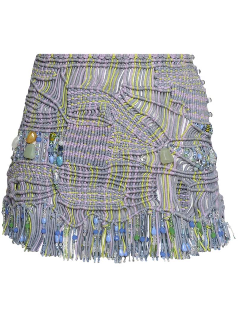 Roberta Einer fringed macramé miniskirt - Blue von Roberta Einer