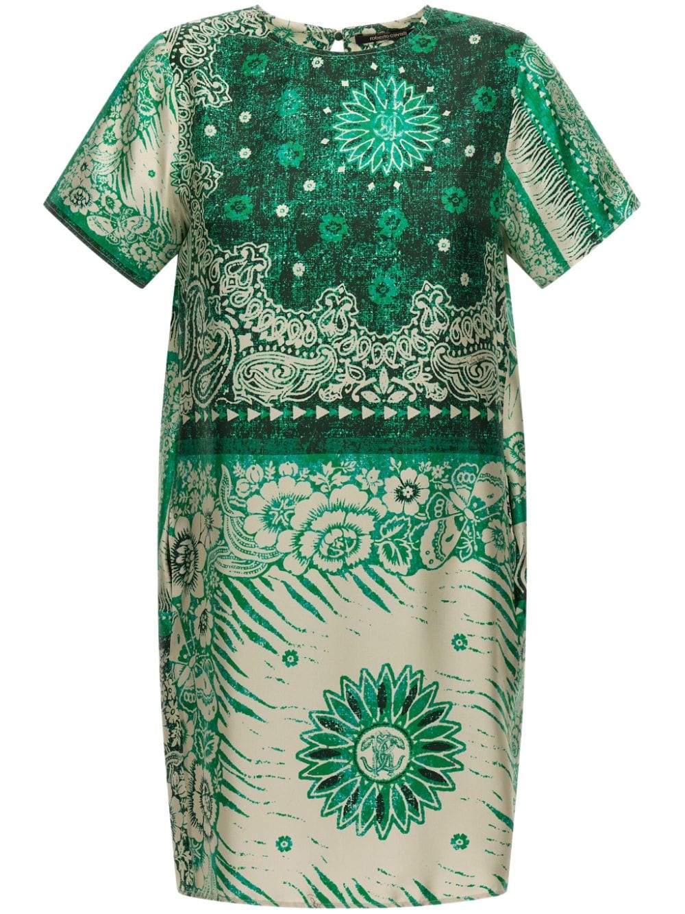 Roberto Cavalli Bandana print silk mini dress - Green von Roberto Cavalli