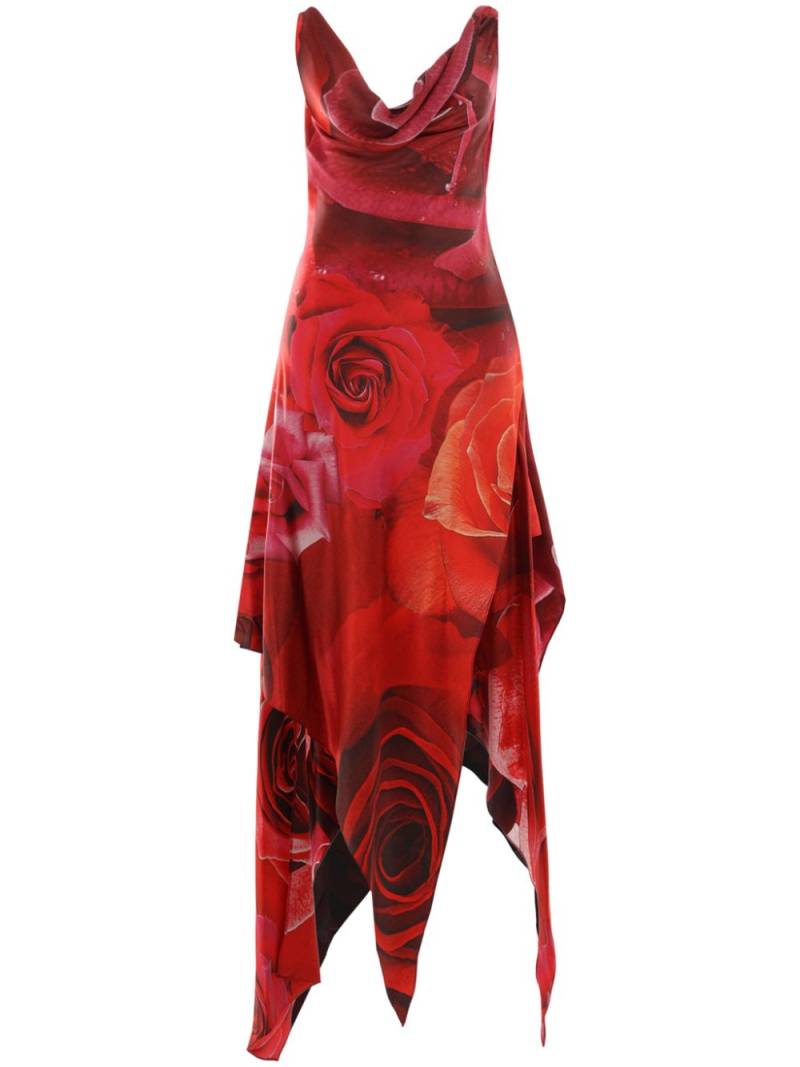 Roberto Cavalli Garden Rose-print dress - Red von Roberto Cavalli