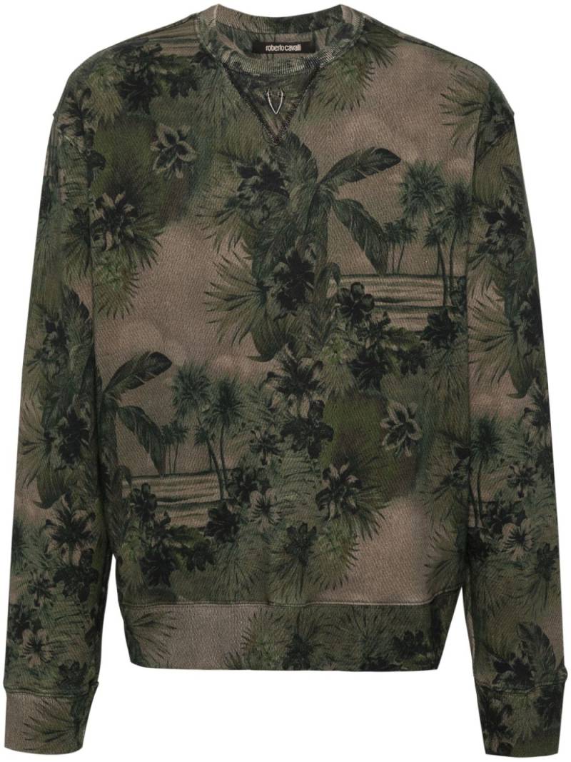 Roberto Cavalli Hawaii-print cotton sweatshirt - Green von Roberto Cavalli