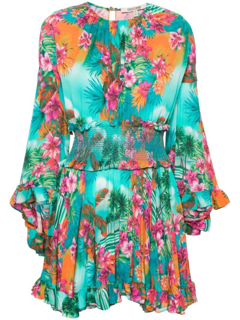 Roberto Cavalli Hawaii-print crepe minidress - Green von Roberto Cavalli