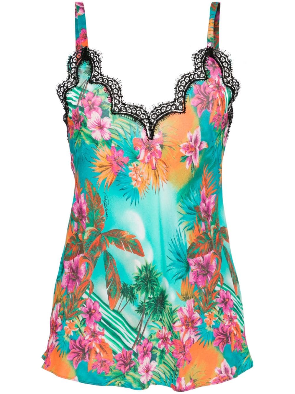 Roberto Cavalli Hawaii-print crepe tank top - Green von Roberto Cavalli