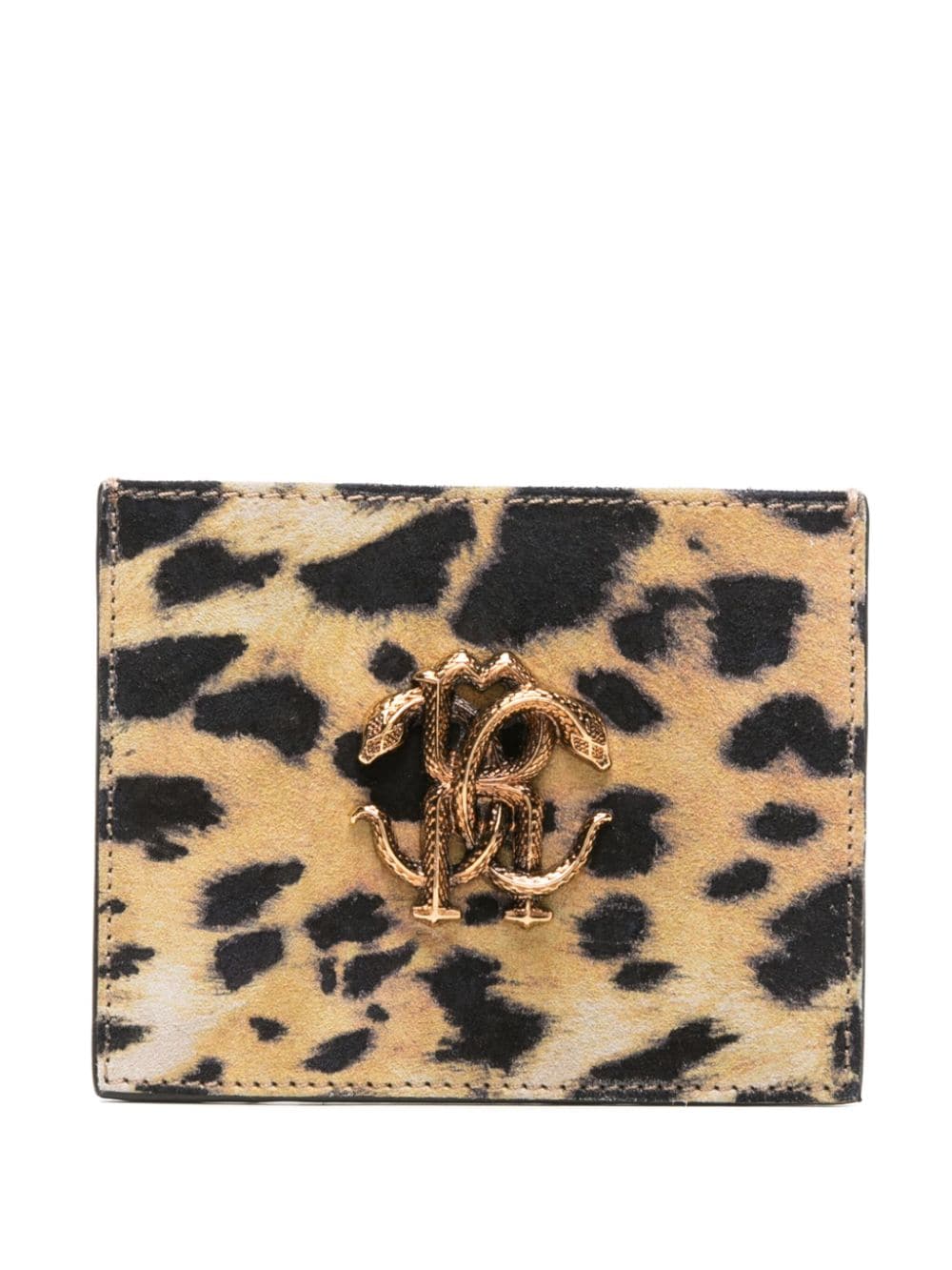 Roberto Cavalli Jaguar Skin-print suede cardholder - Neutrals von Roberto Cavalli