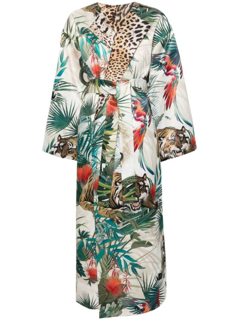 Roberto Cavalli Jungle-print belted coat - Neutrals von Roberto Cavalli