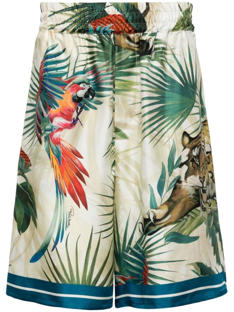 Roberto Cavalli Jungle-print silk shorts - Multicolour von Roberto Cavalli