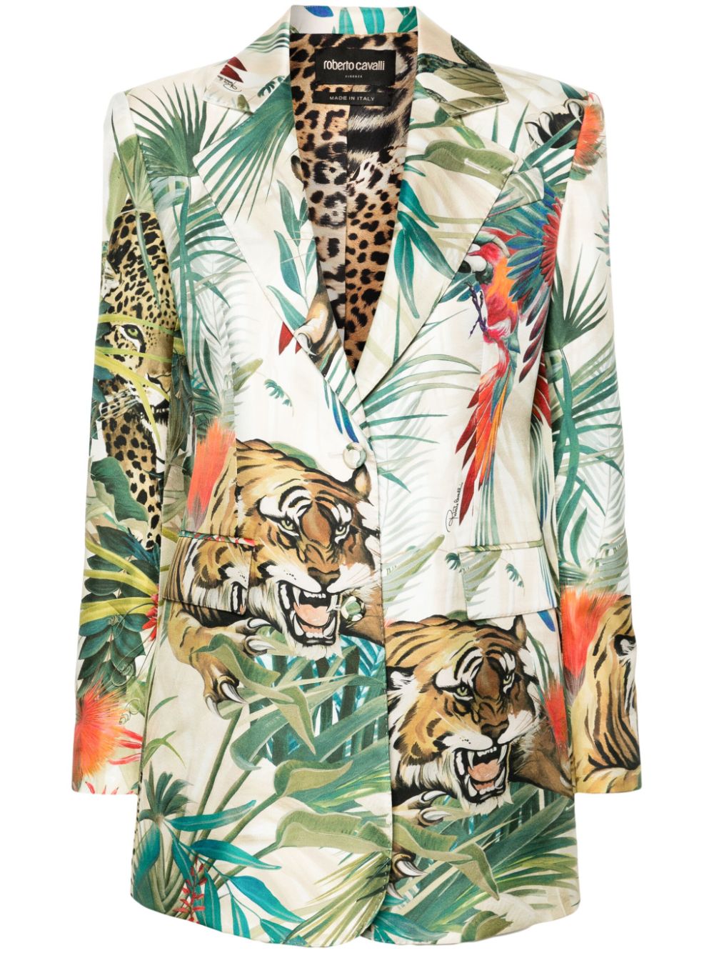 Roberto Cavalli Jungle-print single-breasted blazer - Neutrals von Roberto Cavalli