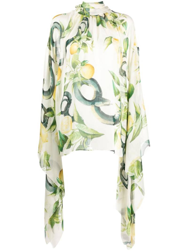 Roberto Cavalli Lemon-print elongated-sleeve blouse - Green von Roberto Cavalli