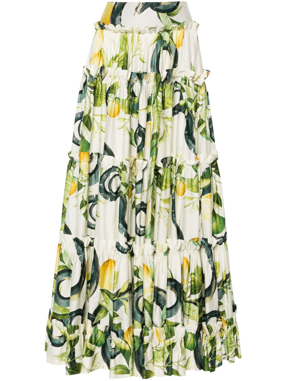 Roberto Cavalli Lemon-print maxi full skirt - Neutrals von Roberto Cavalli