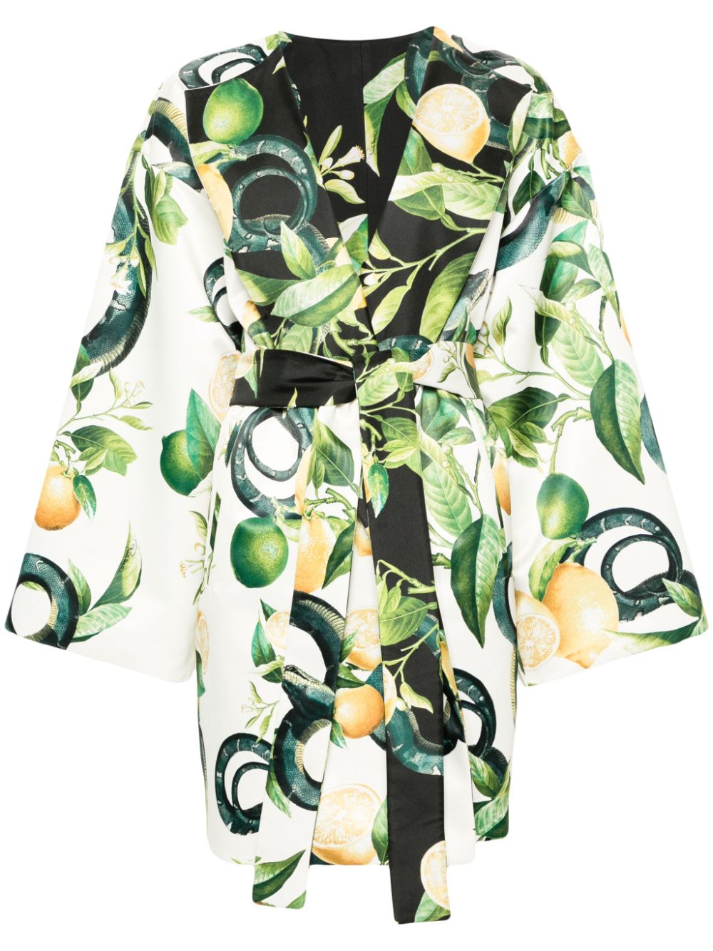 Roberto Cavalli Lemon-print silk coat - Neutrals von Roberto Cavalli