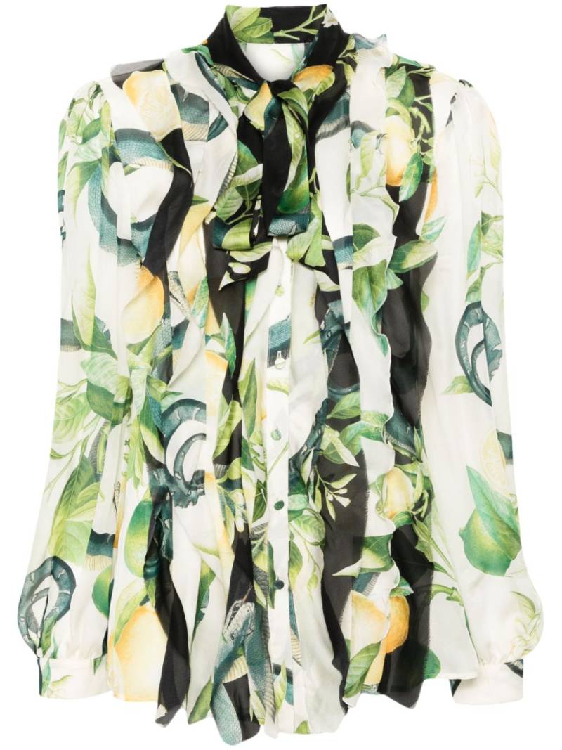 Roberto Cavalli Lemon-print silk shirt - Neutrals von Roberto Cavalli