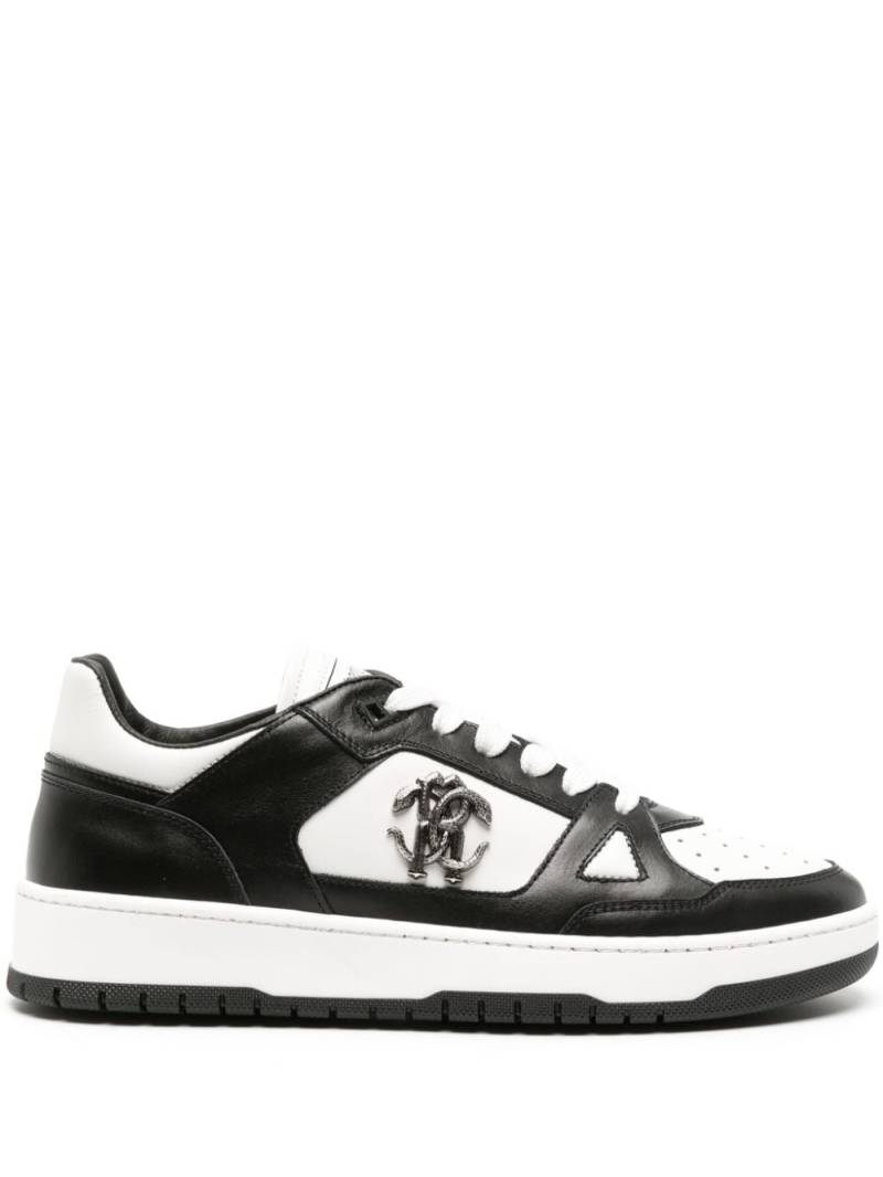 Roberto Cavalli Mirror Snake-embellished leather sneakers - Black von Roberto Cavalli