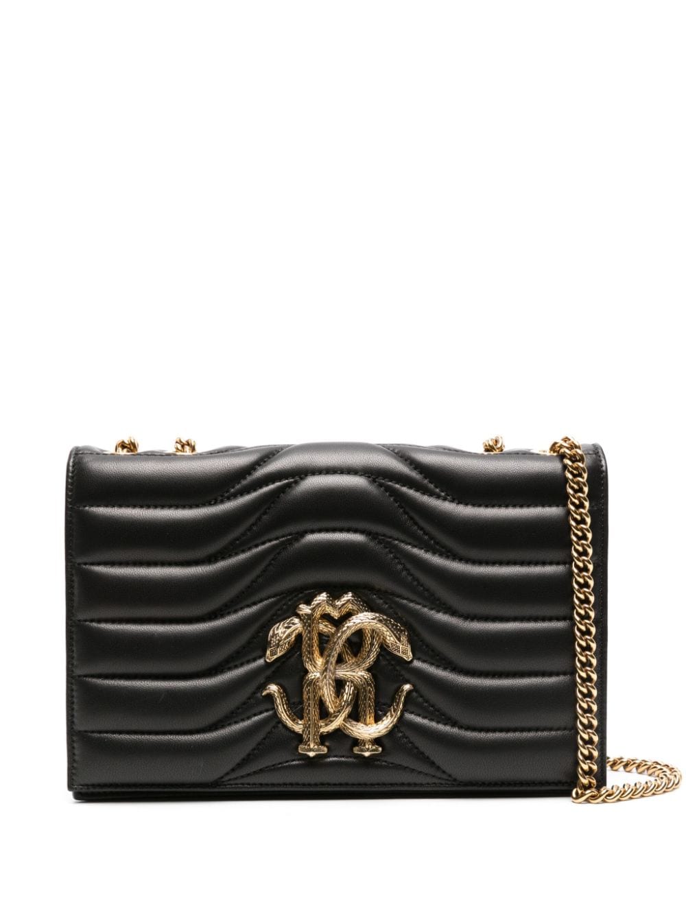 Roberto Cavalli Mirror Snake matelassé shoulder bag - 05051 NERO von Roberto Cavalli