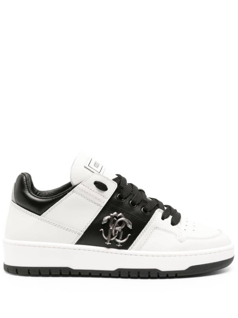 Roberto Cavalli Mirror Snake panelled leather sneakers - White von Roberto Cavalli