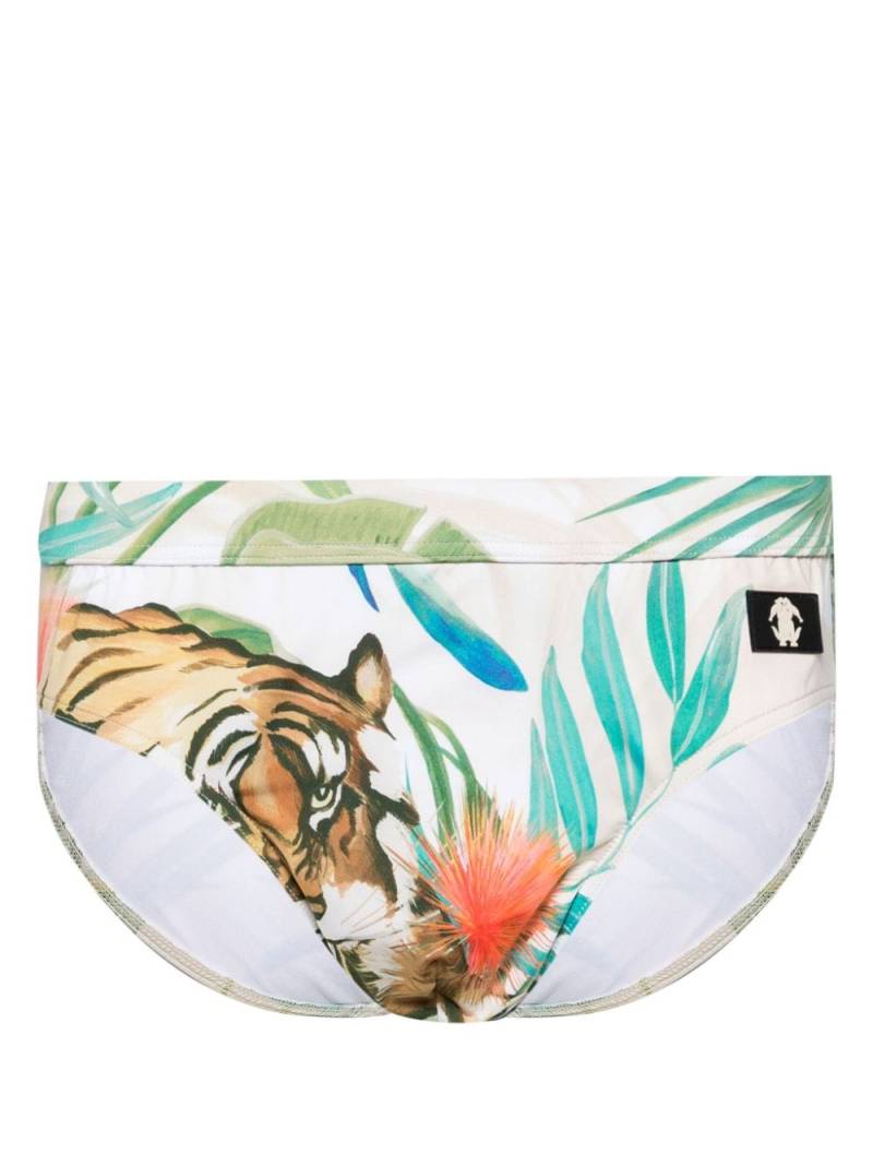 Roberto Cavalli RC-patch tiger-print swiming trunks - Neutrals von Roberto Cavalli