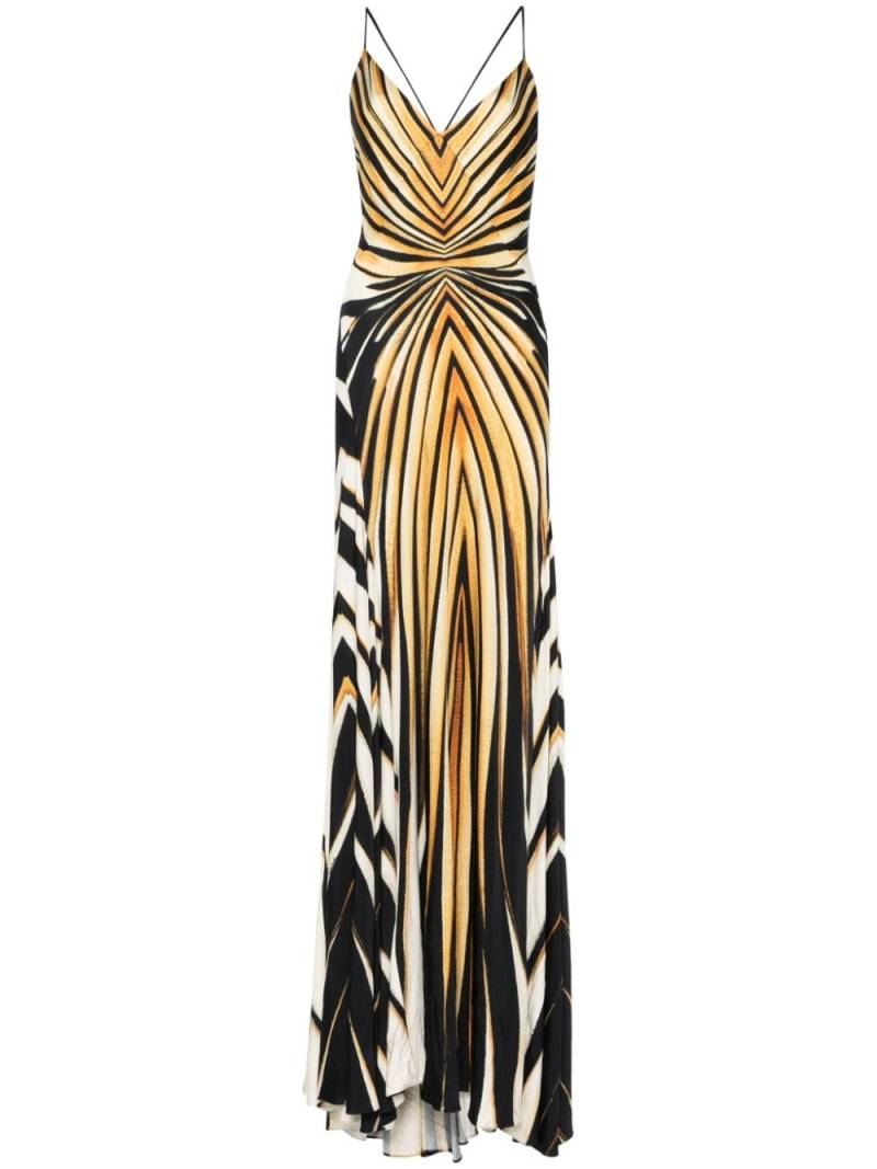 Roberto Cavalli Ray Of Gold-print maxi dress - Black von Roberto Cavalli