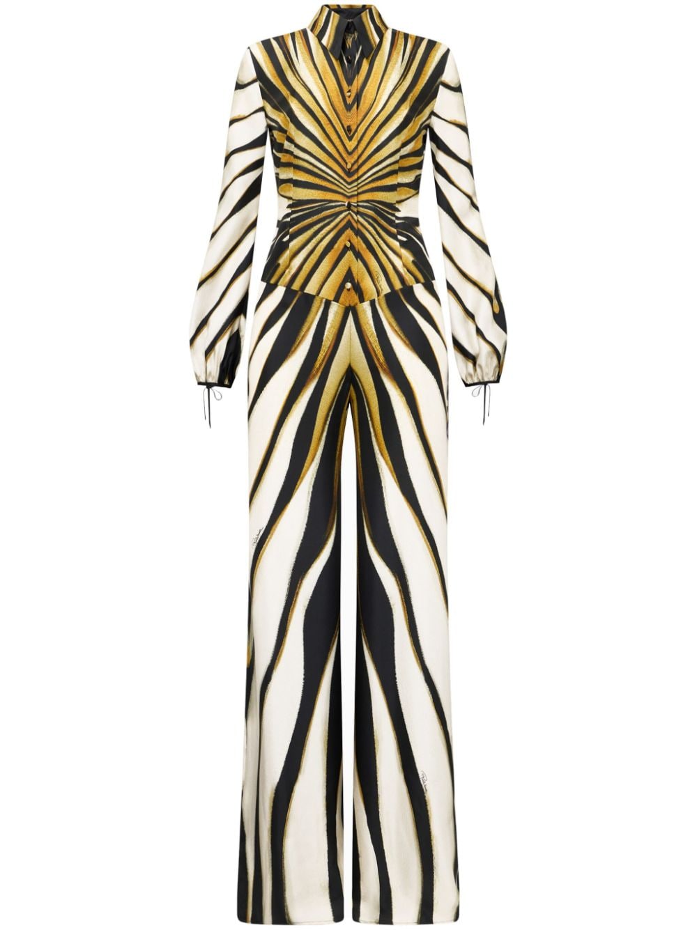 Roberto Cavalli Ray of Gold print silk jumpsuit - Neutrals von Roberto Cavalli