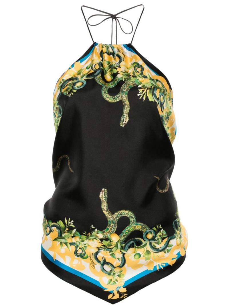 Roberto Cavalli Snake-print halterneck top - Black von Roberto Cavalli