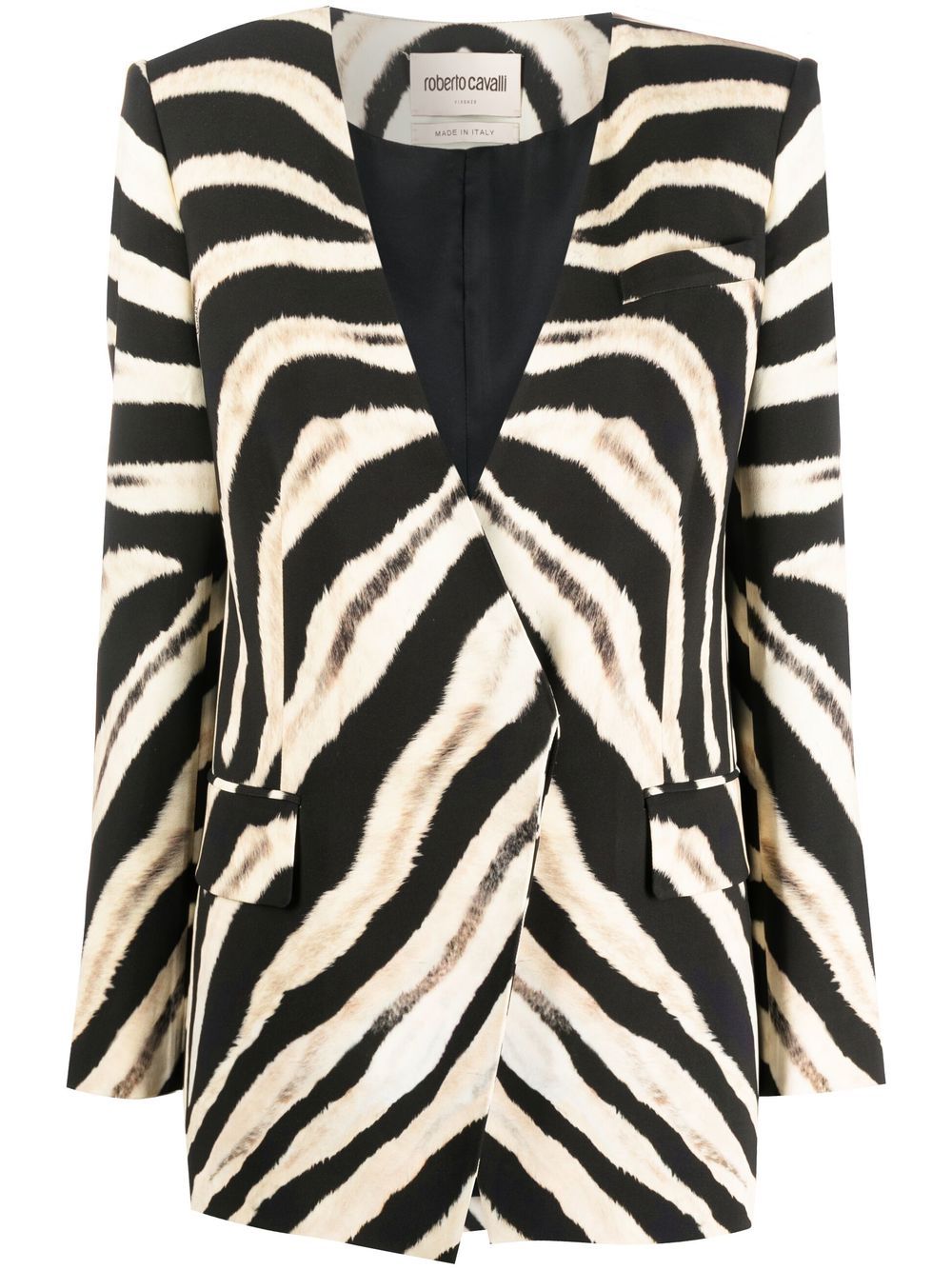 Roberto Cavalli V-neck animal-print jacket - Black von Roberto Cavalli