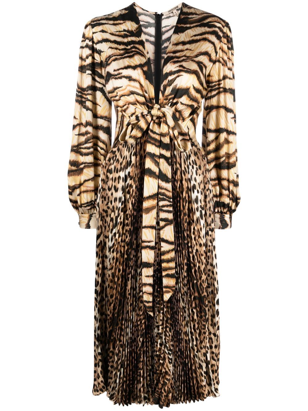 Roberto Cavalli animal-print knot-font midi dress - Neutrals von Roberto Cavalli