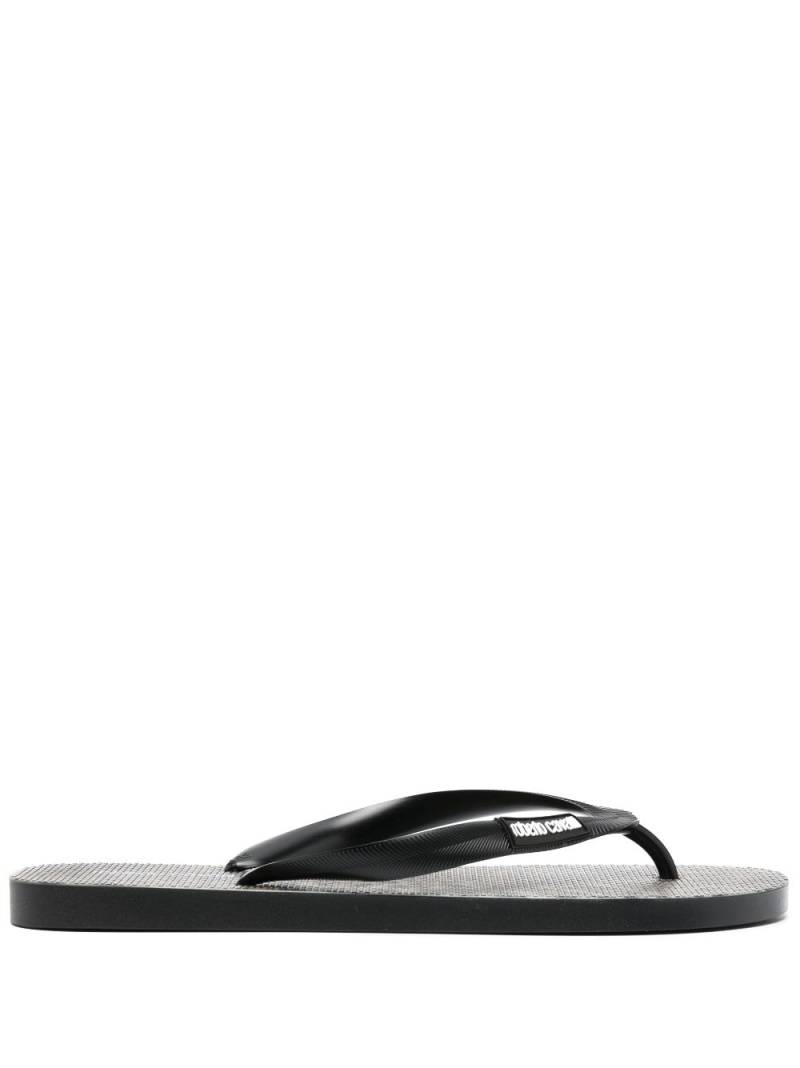 Roberto Cavalli animal-print logo flip flops - Black von Roberto Cavalli