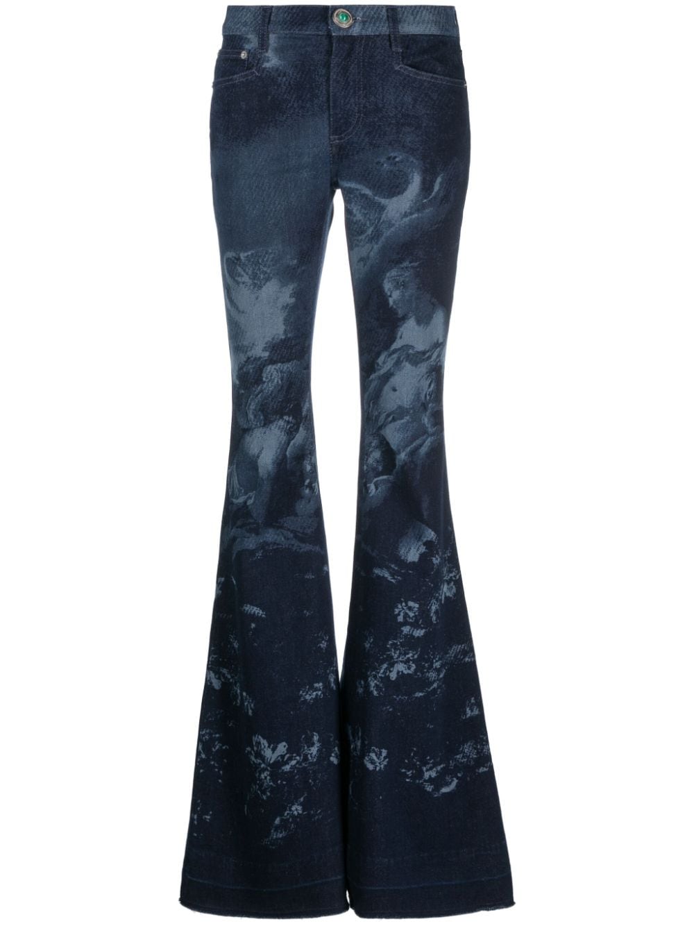 Roberto Cavalli baroque-pattern flared jeans - Blue von Roberto Cavalli