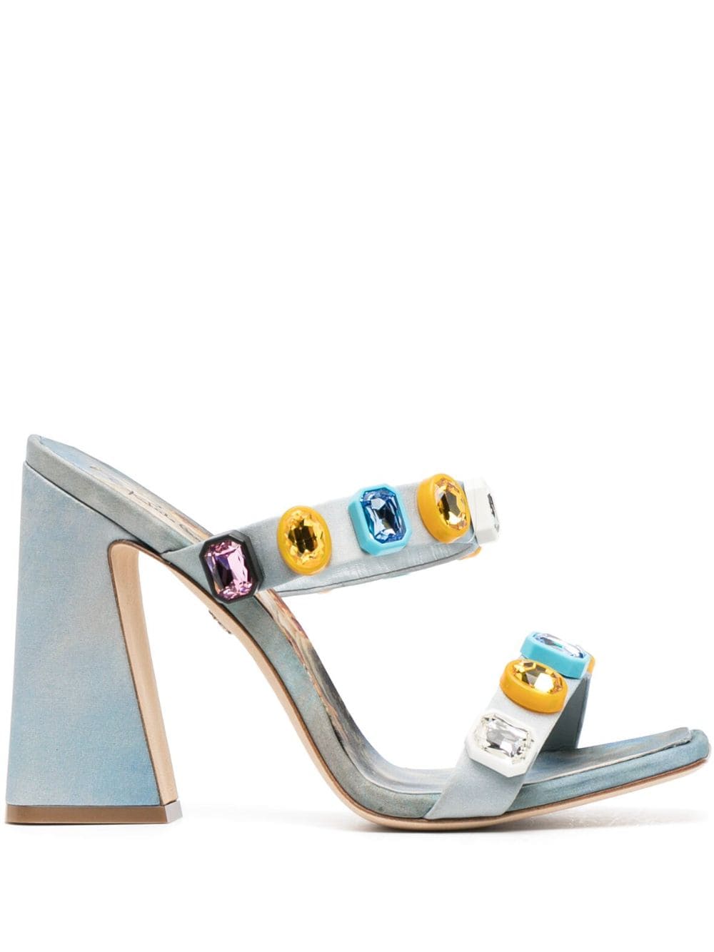 Roberto Cavalli crystal-embellished graphic-print sandals - Blue von Roberto Cavalli