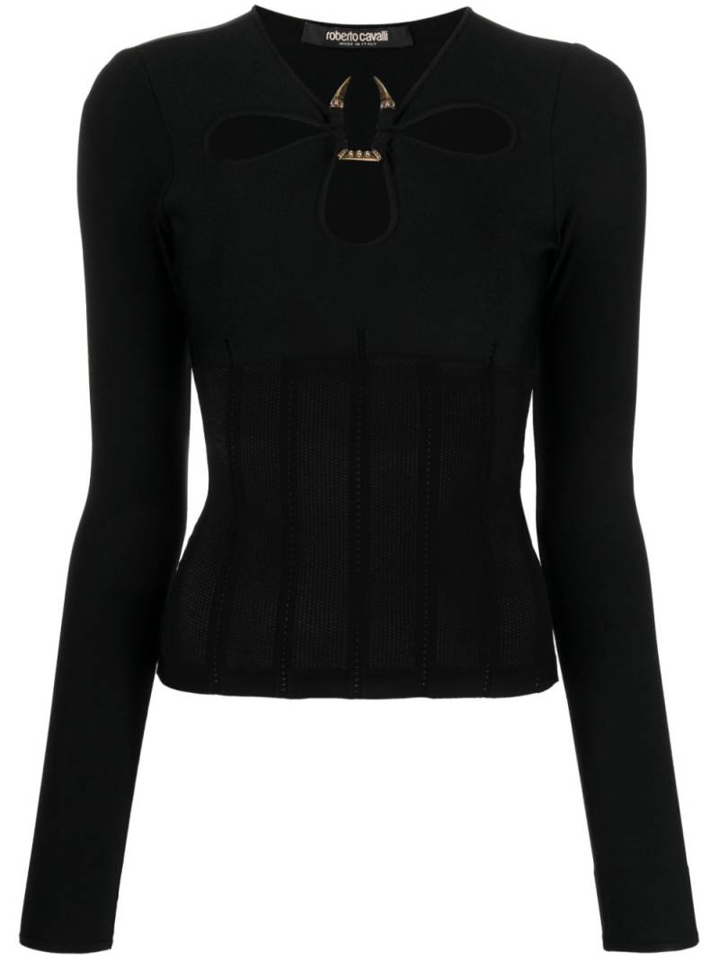 Roberto Cavalli cut-out knit top - Black von Roberto Cavalli