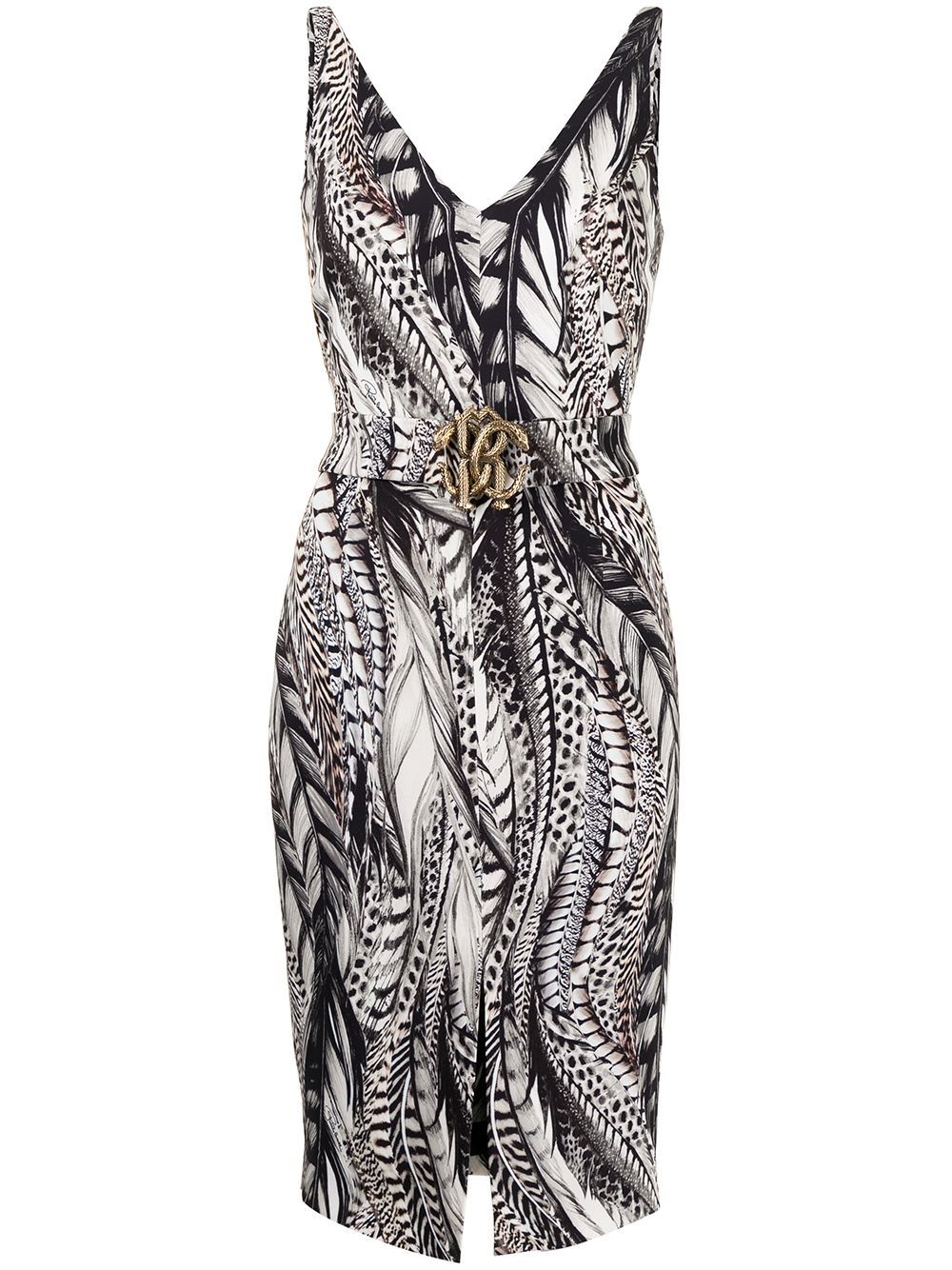 Roberto Cavalli feather-print dress - White von Roberto Cavalli