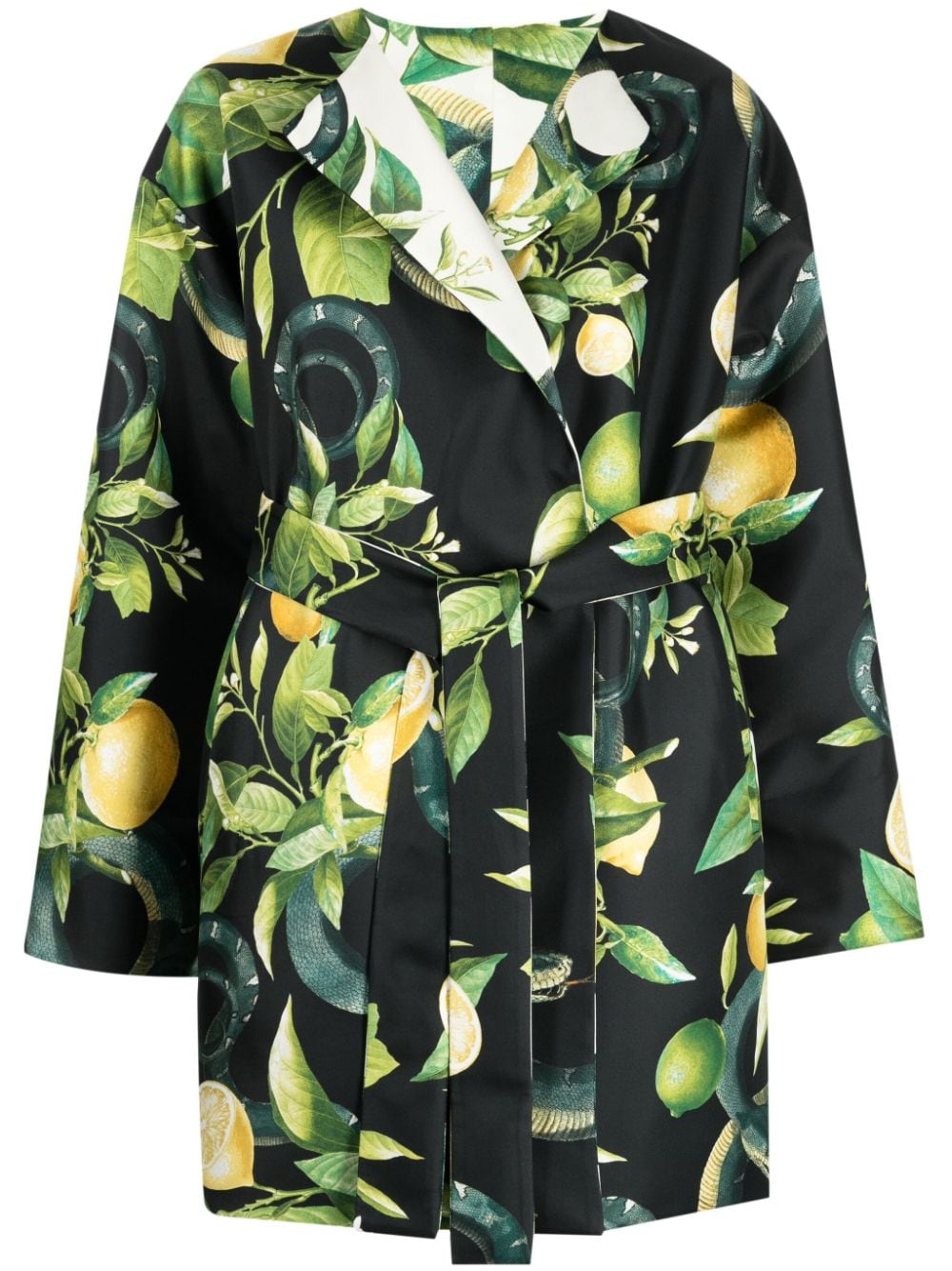 Roberto Cavalli fruit-print reversible belted coat - Multicolour von Roberto Cavalli