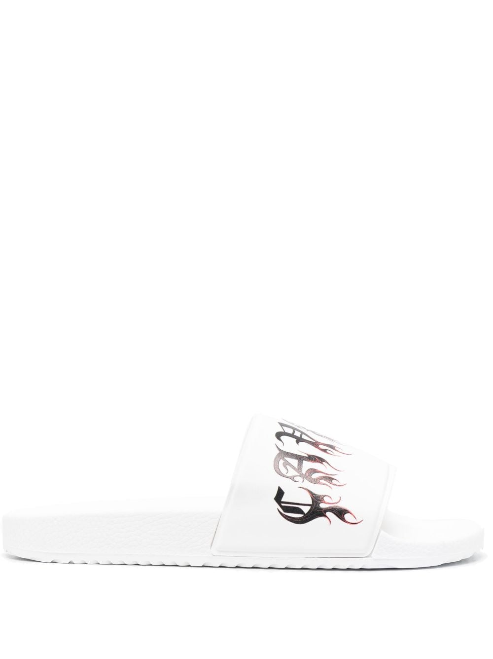 Roberto Cavalli gothic logo-print slides - White von Roberto Cavalli