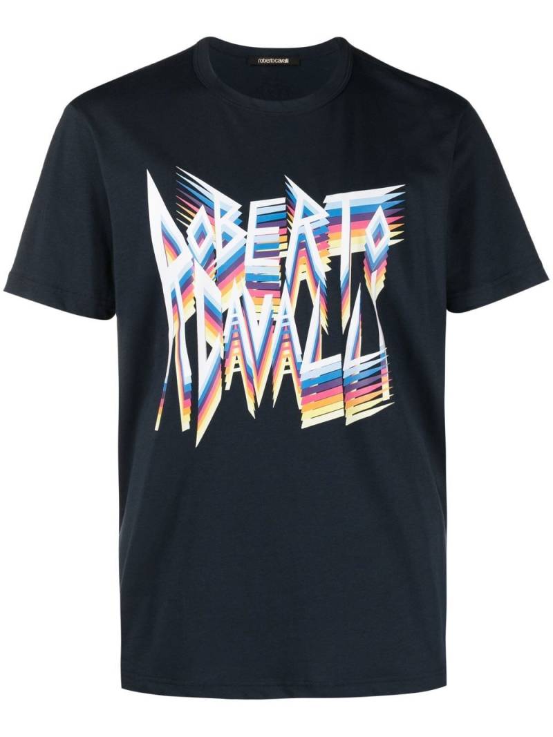 Roberto Cavalli graffiti-logo print T-shirt - Blue von Roberto Cavalli