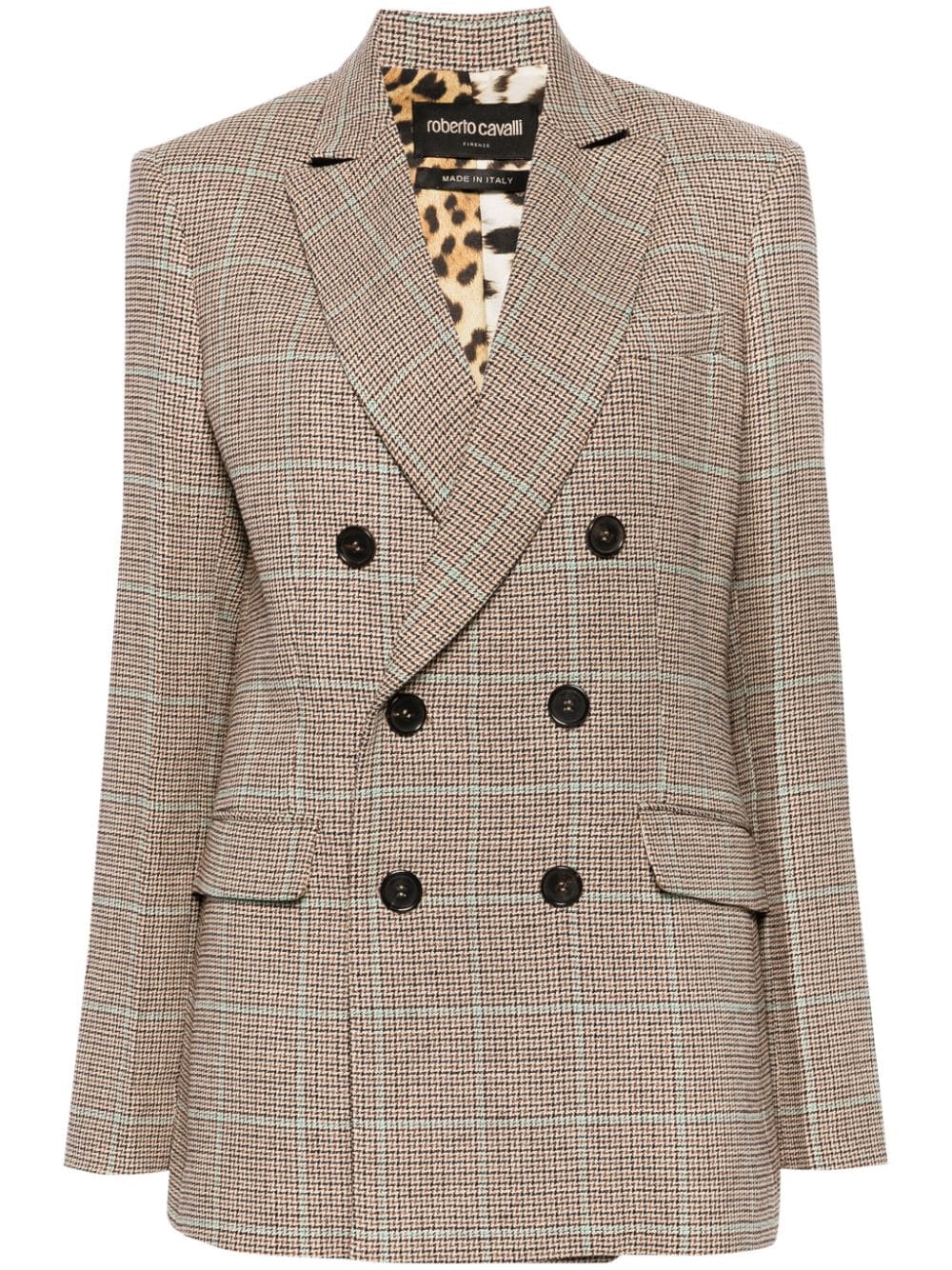 Roberto Cavalli houndstooth double-breasted blazer - Neutrals von Roberto Cavalli