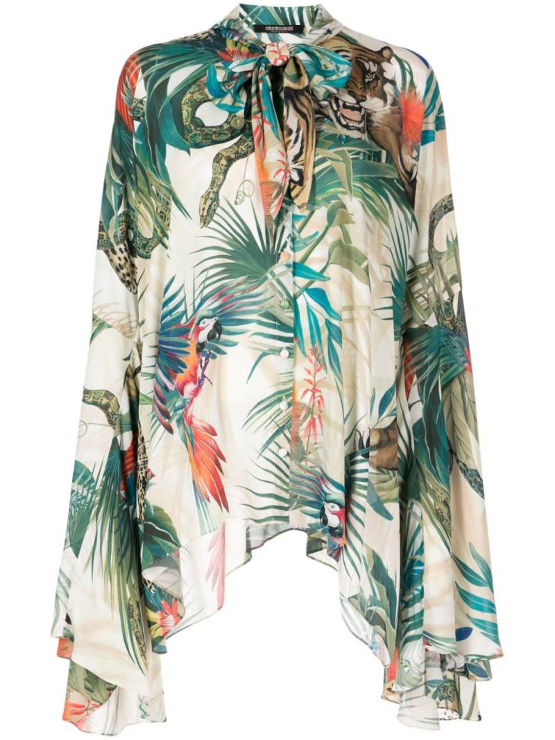 Roberto Cavalli jungle print viscose blouse - Neutrals von Roberto Cavalli